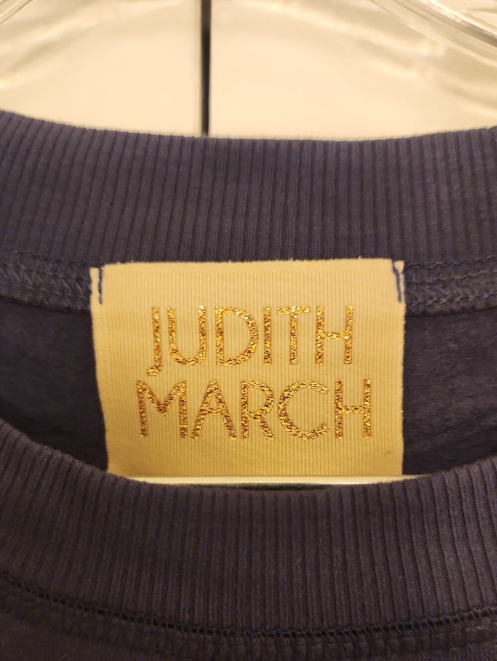 Judith March Navy Sweatshirt with Gold Glitter Logo Tag - Picture 2 of 3